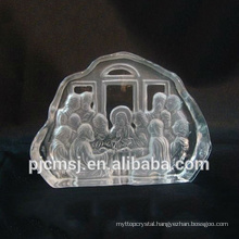 2015 hot sale 3D laser engraved crystal iceberg for religion Jesus glass sculpture